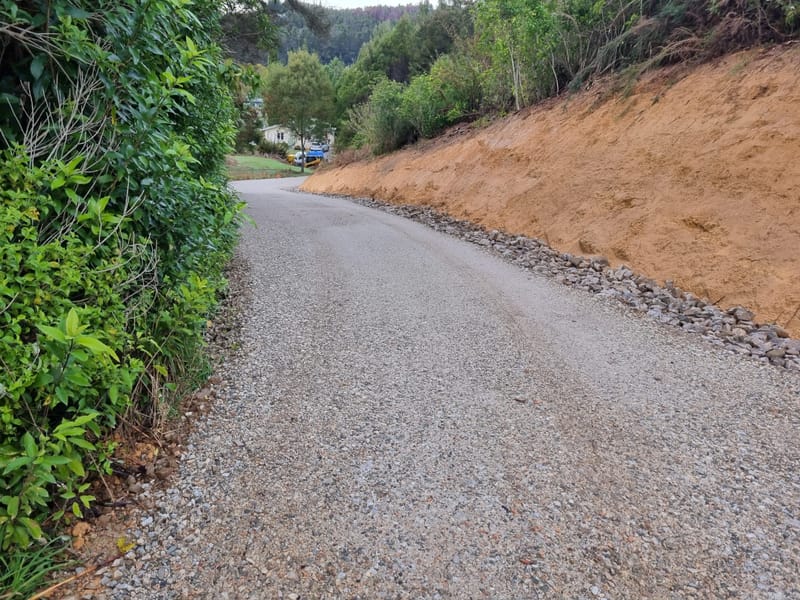 Chip Seal Driveway with Swale Drain