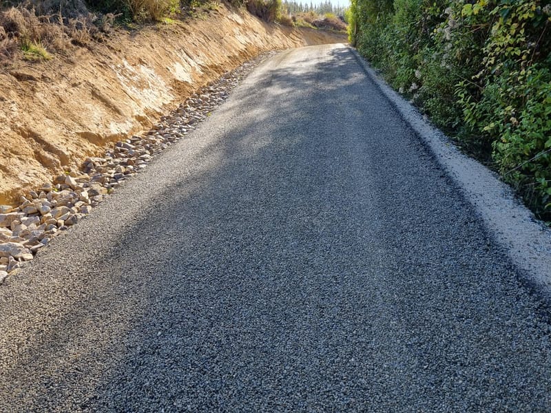 Chip Seal Driveway with Swale Drain