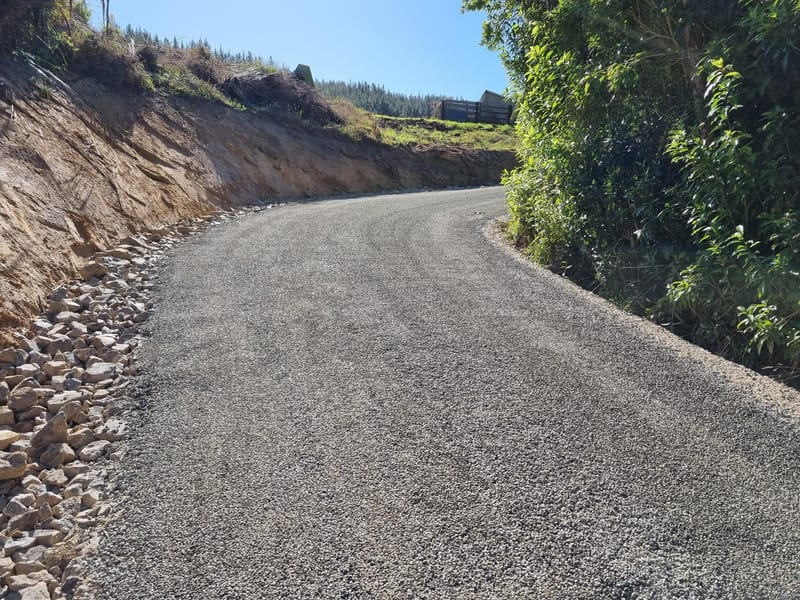 Chip Seal Driveway with Swale Drain