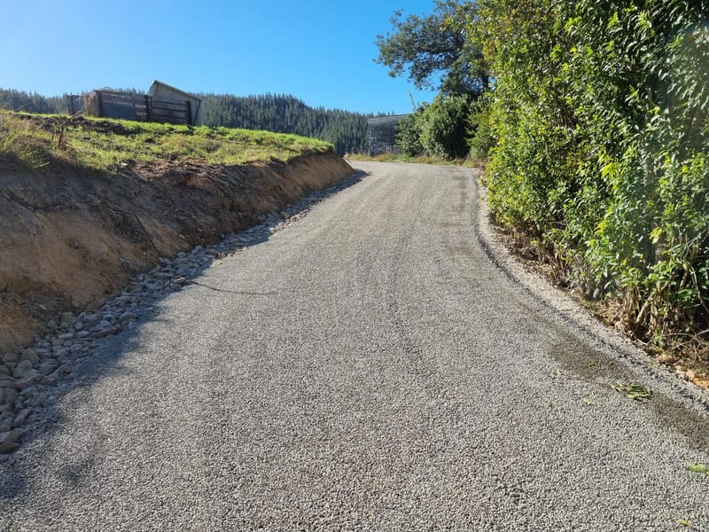 Chip Seal Driveway with Swale Drain